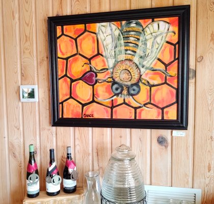 Bee Happy - brightly colored acrylic